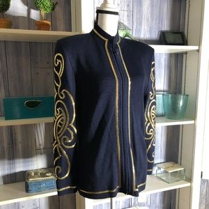 Stunning Gold Embellished Navy St. John Jacket
